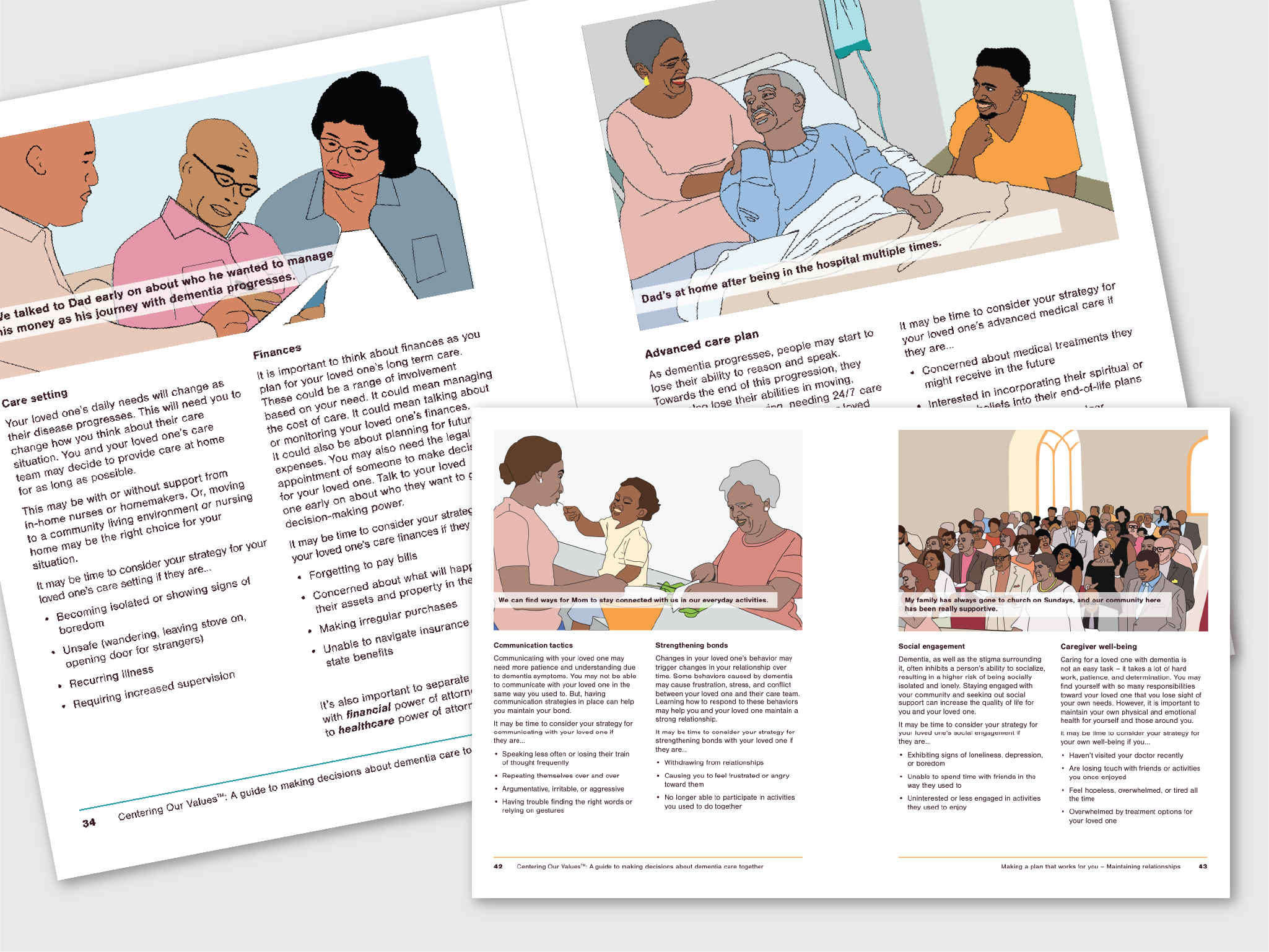 Spreads from the Centering Our Values workbook